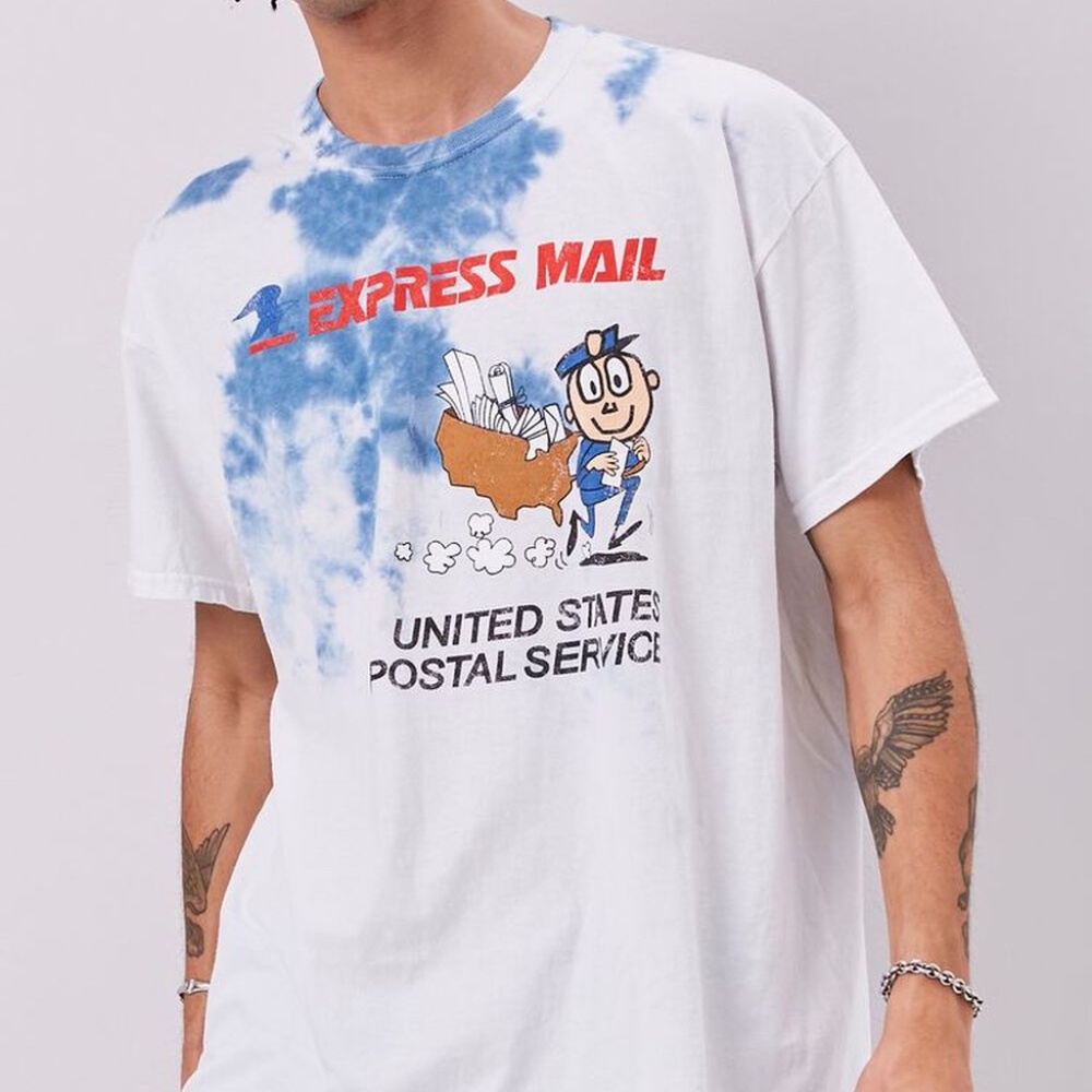 Forever 21 USPS Graphic Tie-Dye Tee